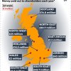 Map showing money going to shareholders from different regions